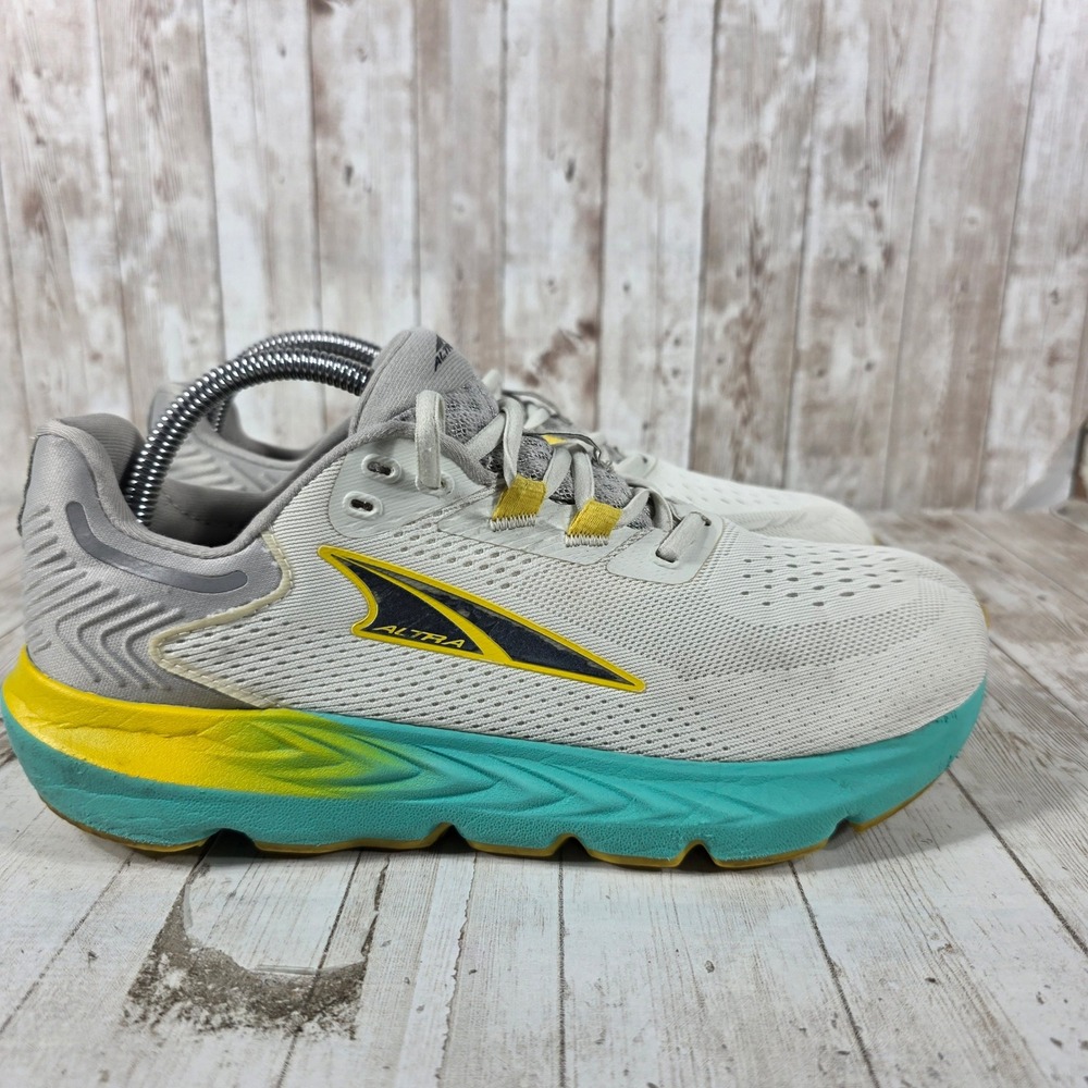Altra Provision 7 Mens 8.5 Grey Yellow Teal Running Shoes AL0A7R6Z270